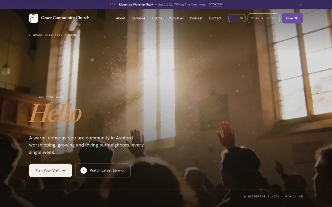 A live church website built with OnChurch
